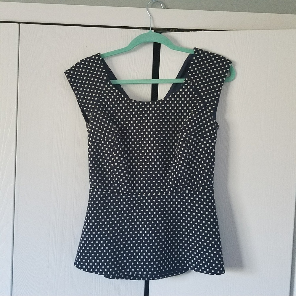 Banana Republic Criss Cross polka dot top