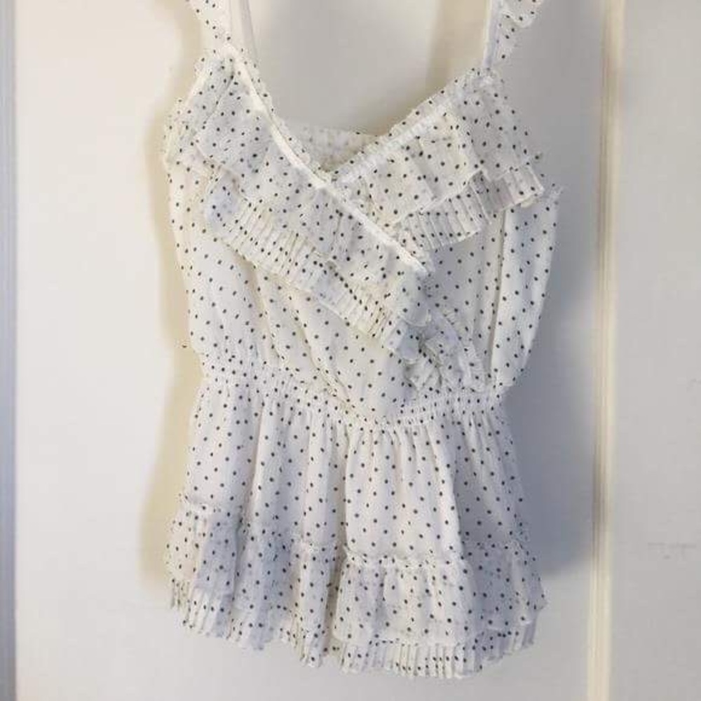 Polka dot ruffled spaghetti strap