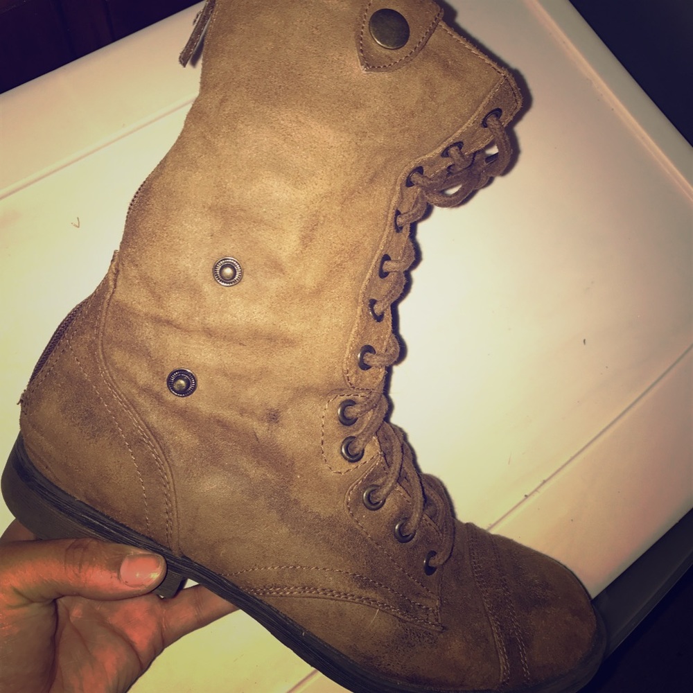 brown combat boots