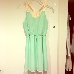 Mint green bow tie dress