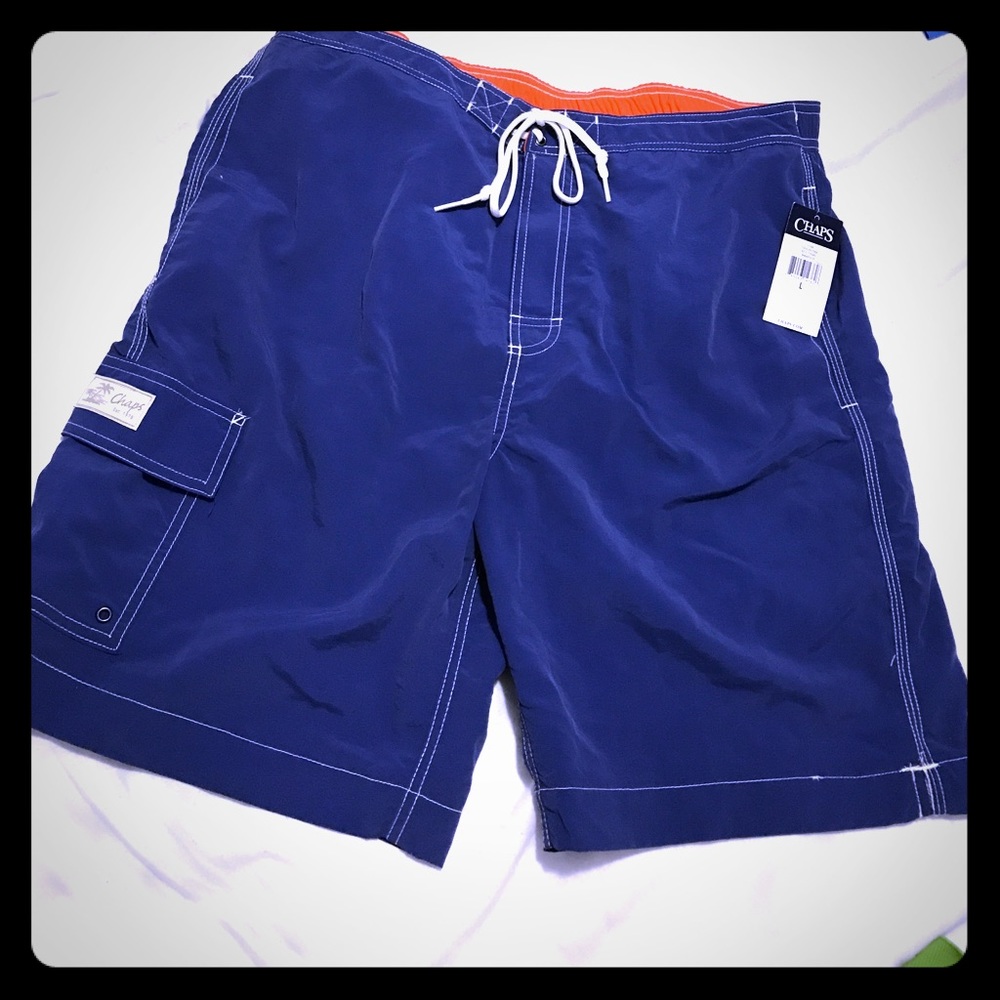 Chaps navy swimming trunks size Large