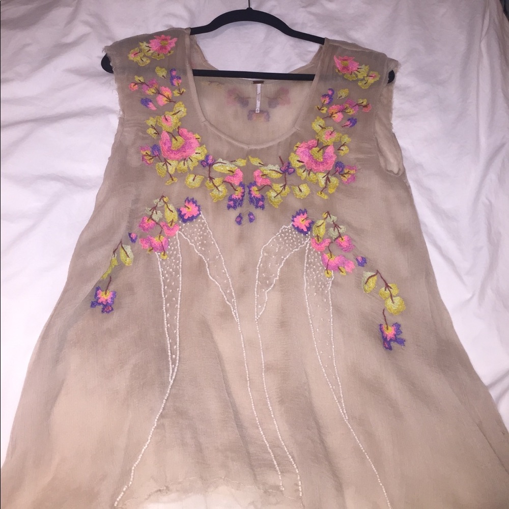 Free People floral embroidery blouse