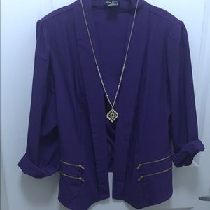 Plus City Chic Dble Zip Drapey Jacket Purple Small