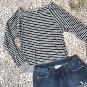 PINK striped long sleeve scoop neck tee