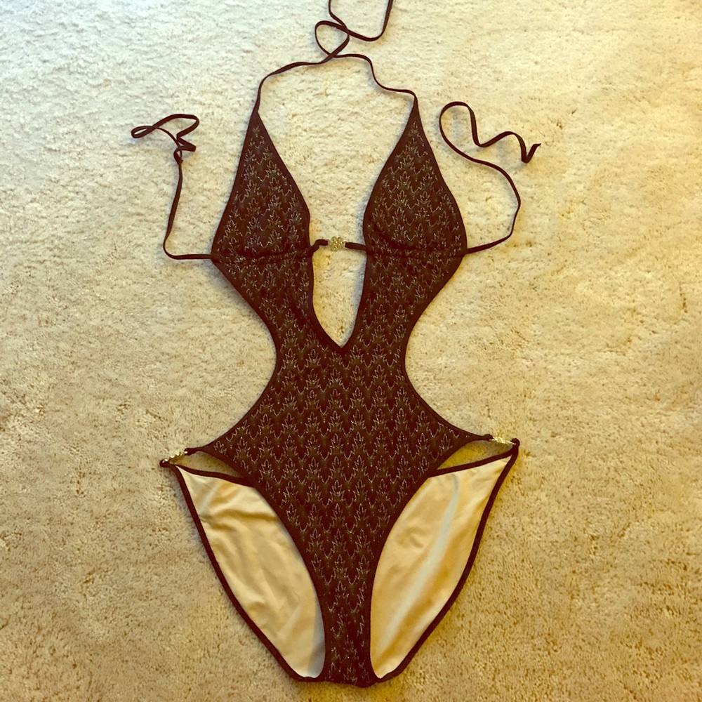 Victoria's Secret black and gold monokini swimwear