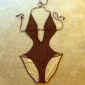 Victoria's Secret black and gold monokini swimwear