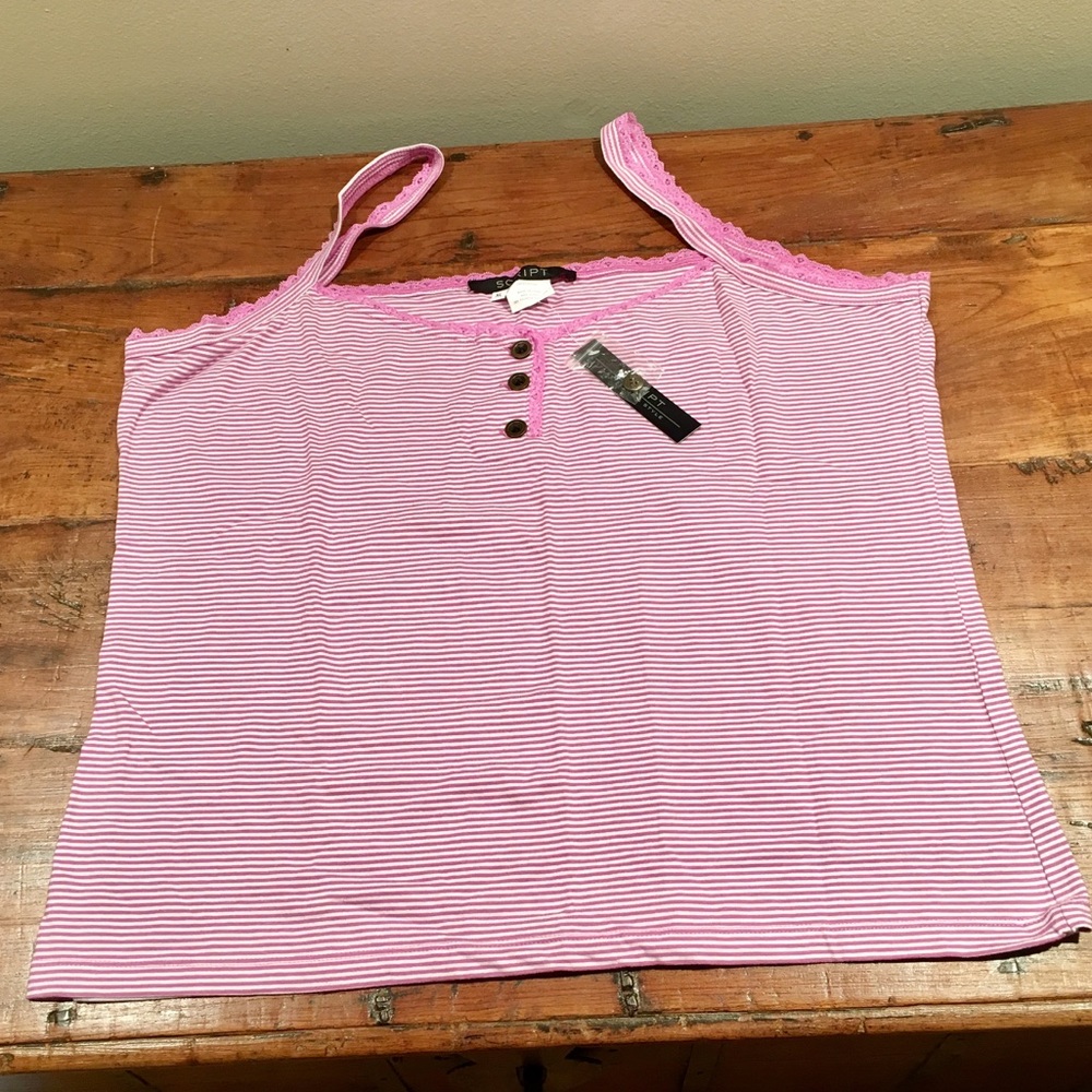 New w/tag SCRIPT Lilac stripe tank ruffle straps