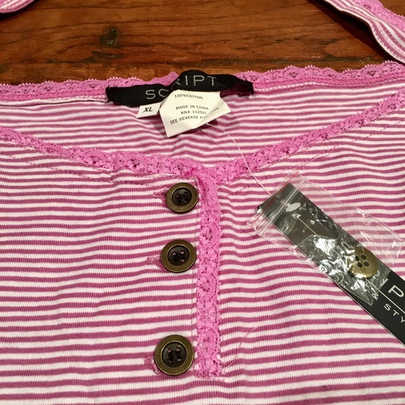 New w/tag SCRIPT Lilac stripe tank ruffle straps - Picture 2 of 2