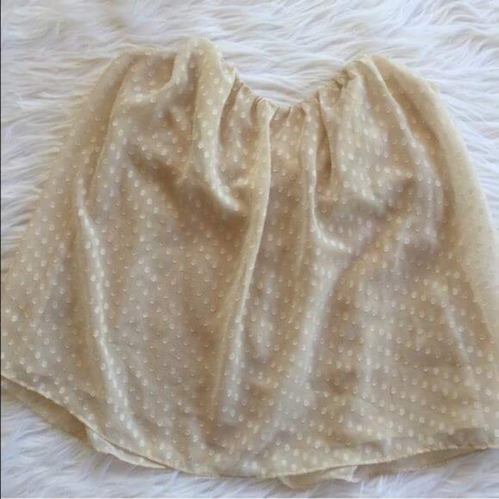 Nude polka dot strapless top