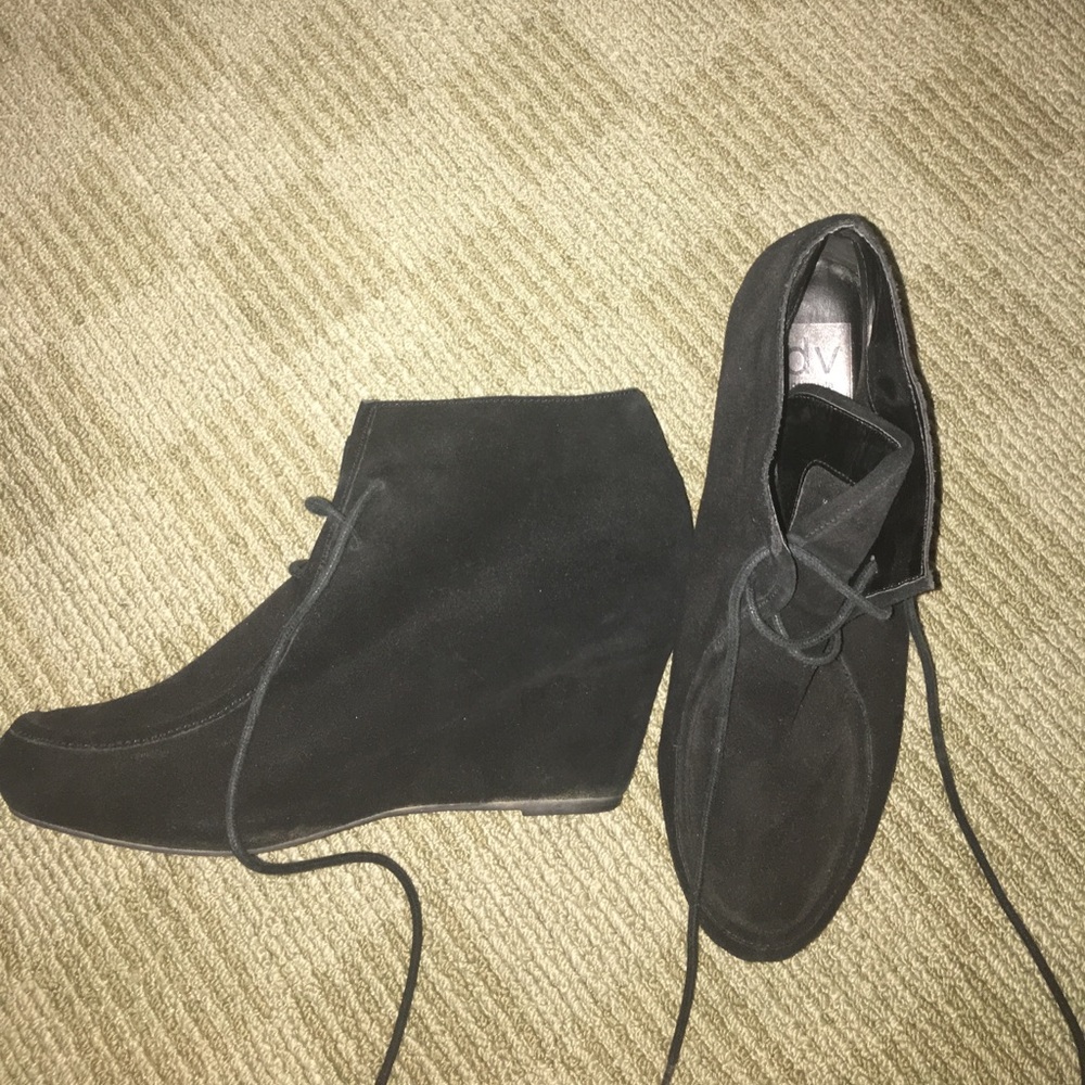 Dolce Vita black suede wedge booties