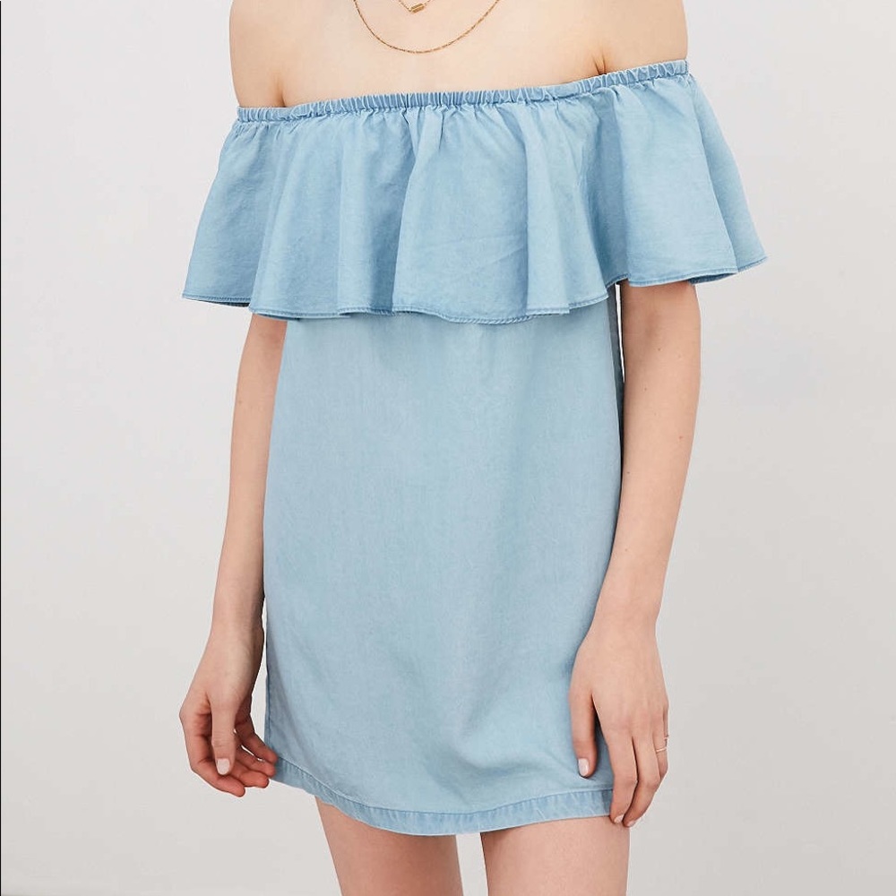 Urban Outfitters Chambray Off The Shoulder Dress