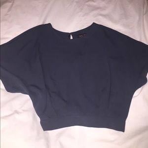 Topshop open back navy crop top