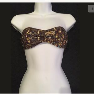 Geometric Strapless Swimsuit Top Juniors Sz S