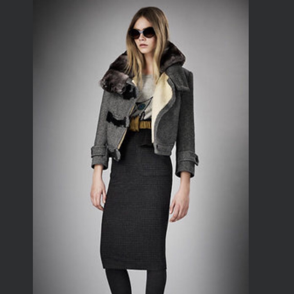Authentic Burberry Prorsum Herringbone Fur collar