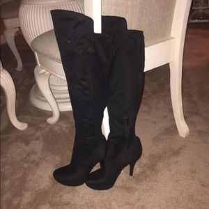 Guess over the knee faux suede platform boots
