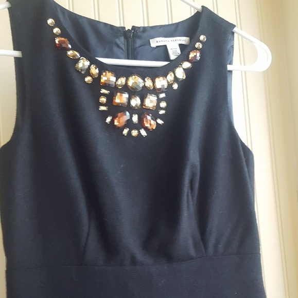 Banana Republic Jeweled Neckline Black Dress - Picture 3 of 5