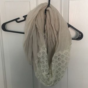 Aeropostale creme Infinity scarf with lace pattern