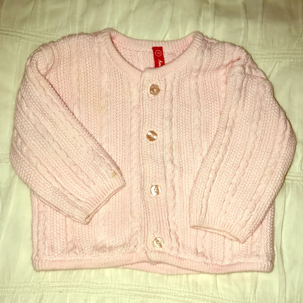 Hanna Andersson 6-12m pink buttoned soft sweater
