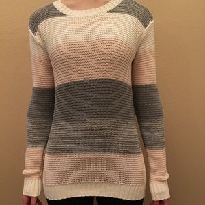 Pink Cream Grey Striped F21 Sweater