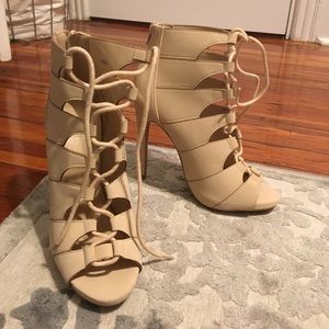 Nude lace up heels. Size 7