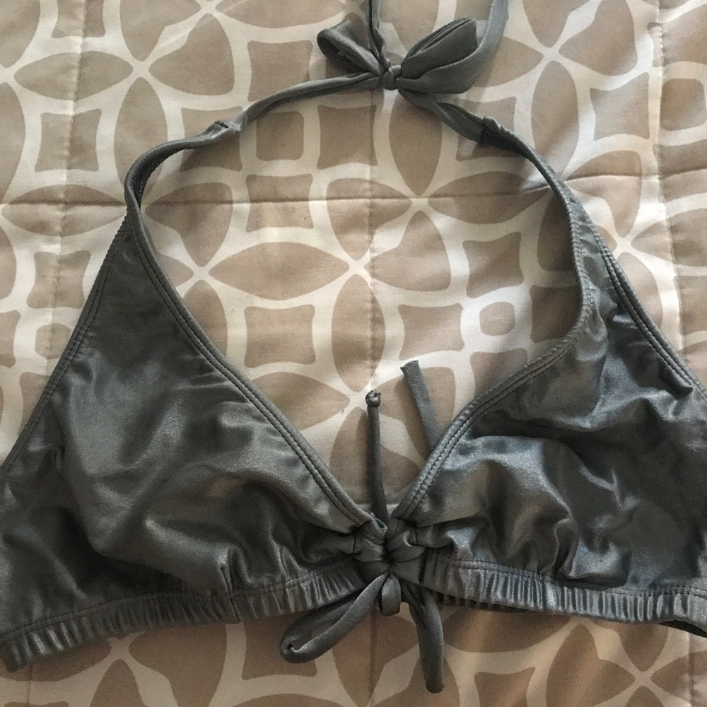 Silver bikini bathing suit top