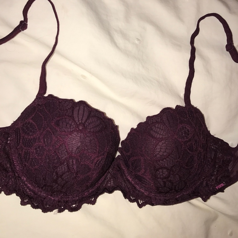 Victoria's Secret Pink maroon floral push up bra