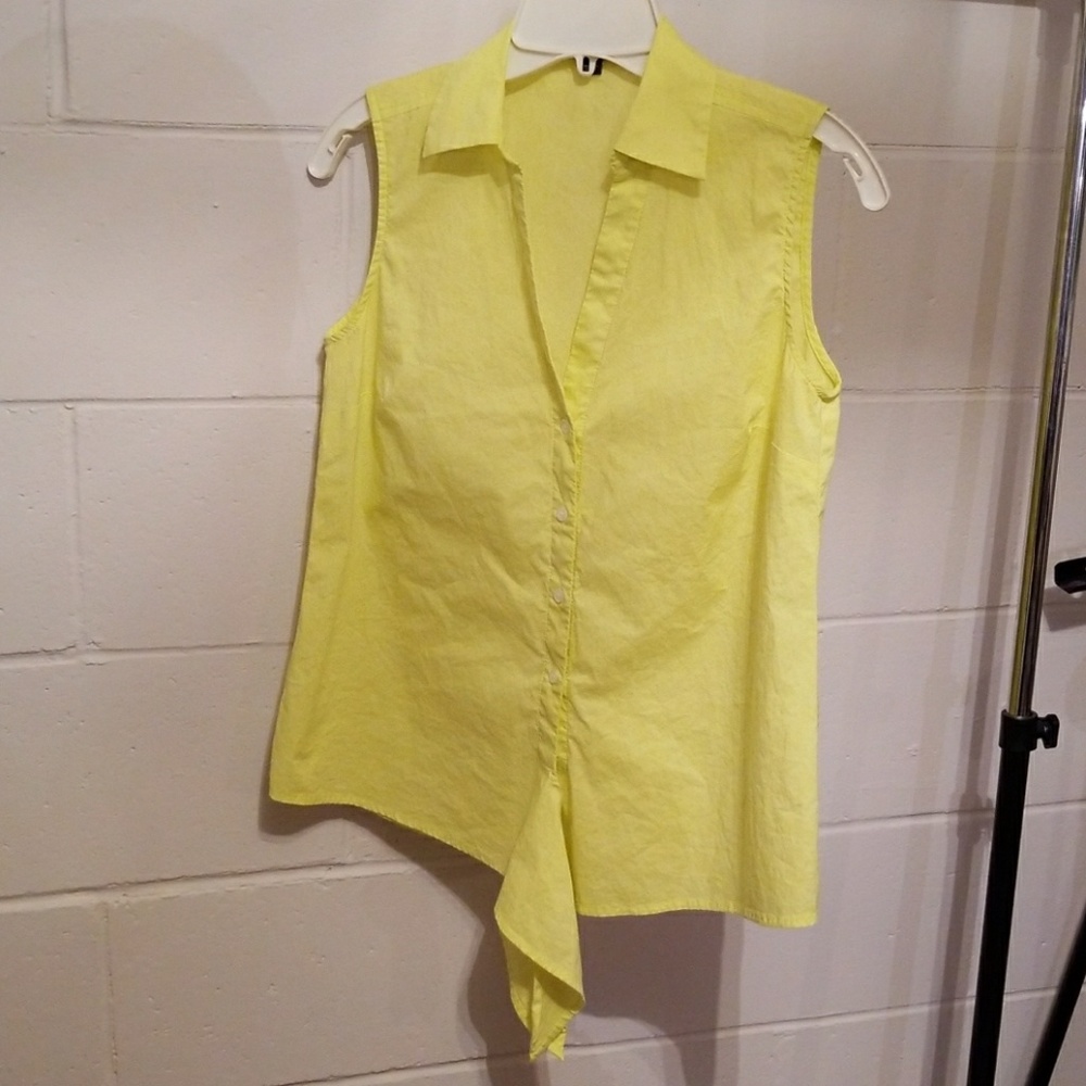 Ann Taylor Yellow XS Sleeveless button up shirt