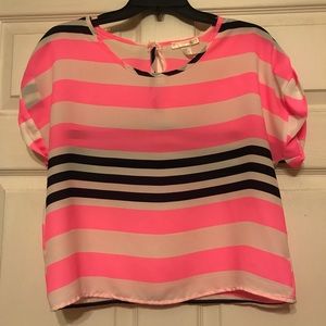A'gaci Pink & White Striped Top