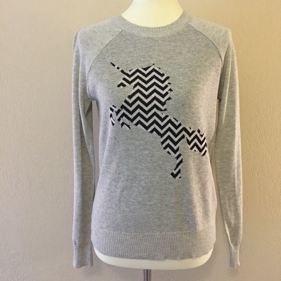 Lucca Couture Sweaters - Lucca Couture Unicorn Grey Zig Zag Long Sweater XS