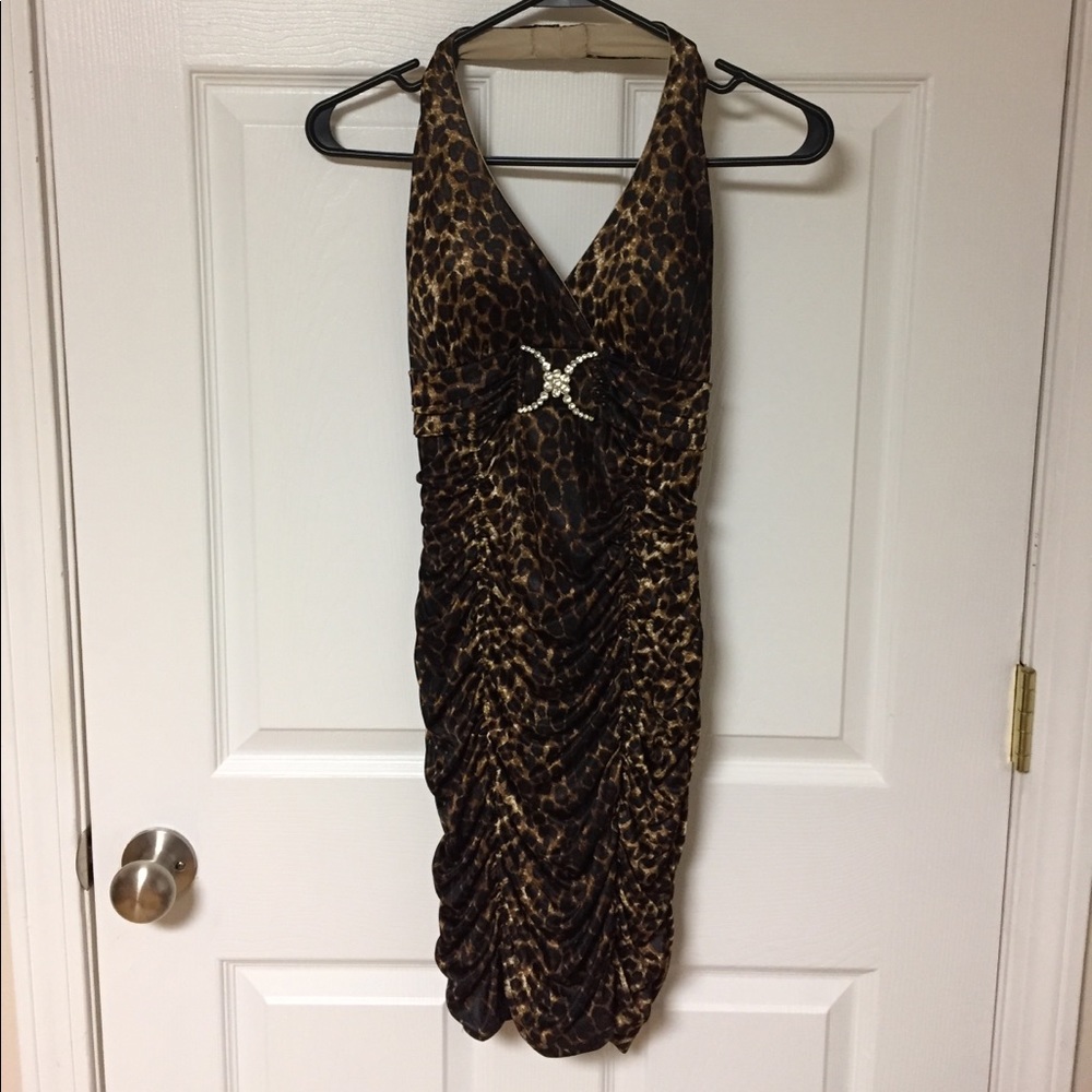 Deb cheetah print semi formal midi dress