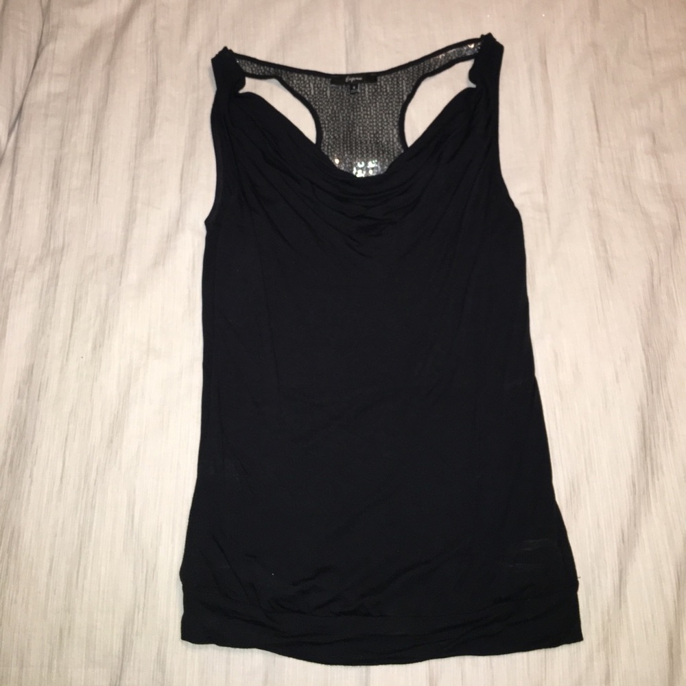 Express, Sequined Back, Night Out Top; Cowl neck