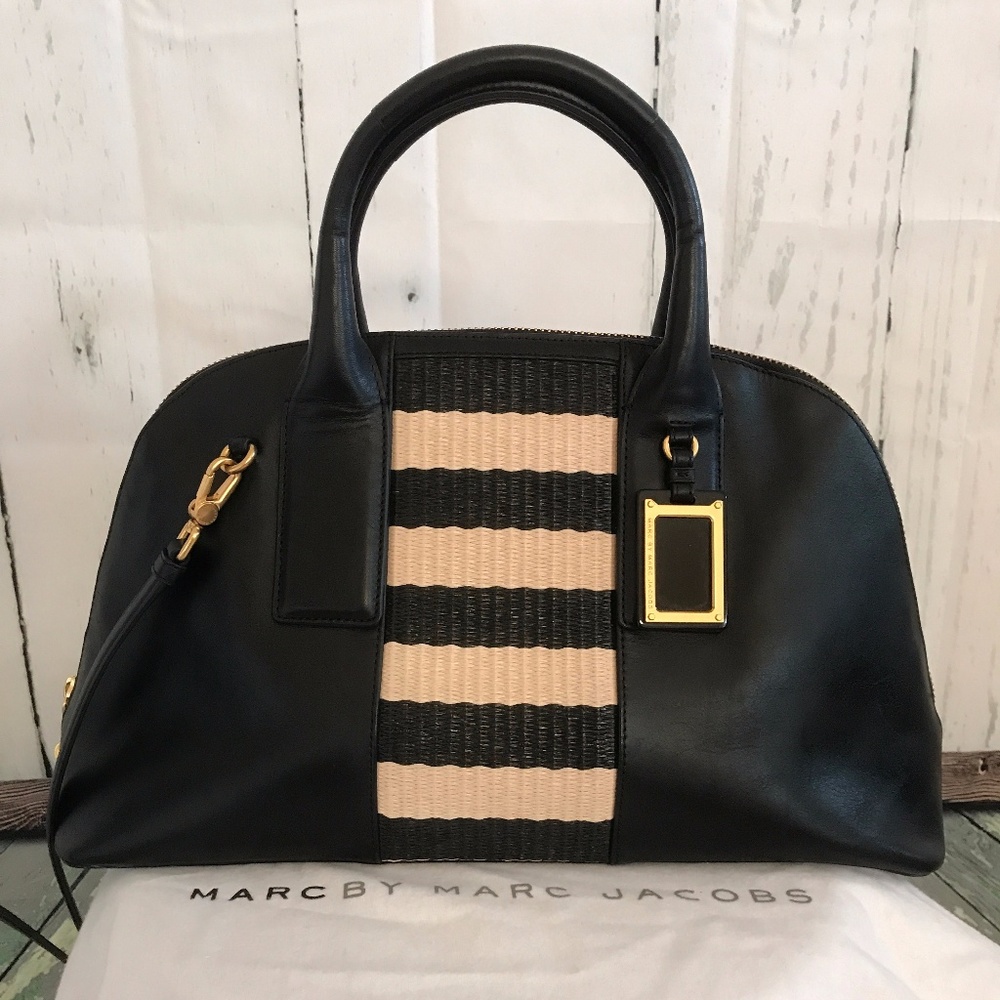 MARC by MARC JACOBS Black Leather and Raffia Strip