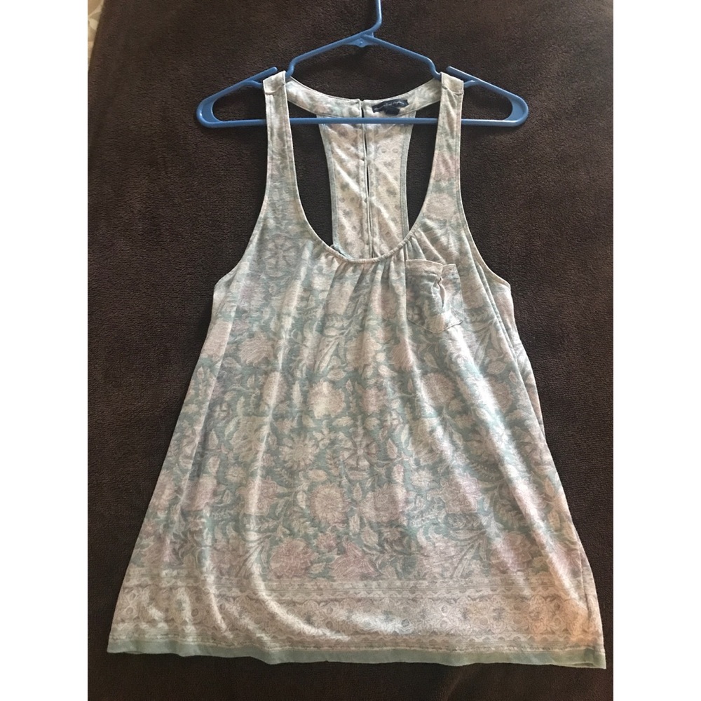 Flower print button detail tank top