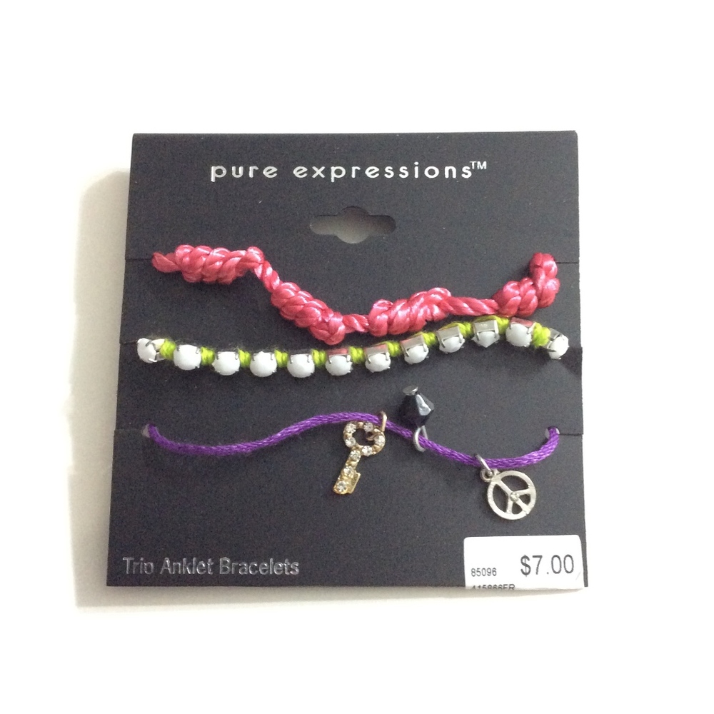 Pure Expressions trio anklet bracelets