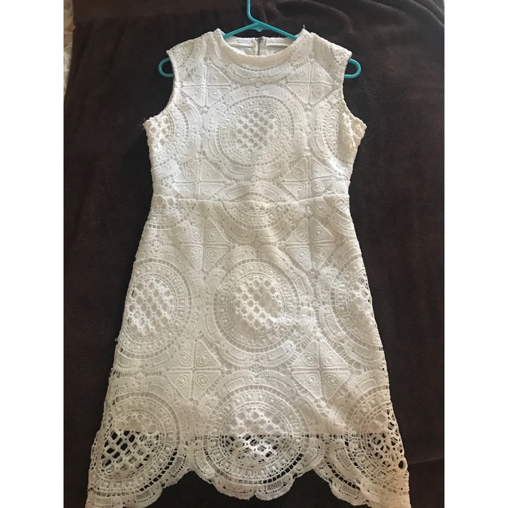 White mini lace dress