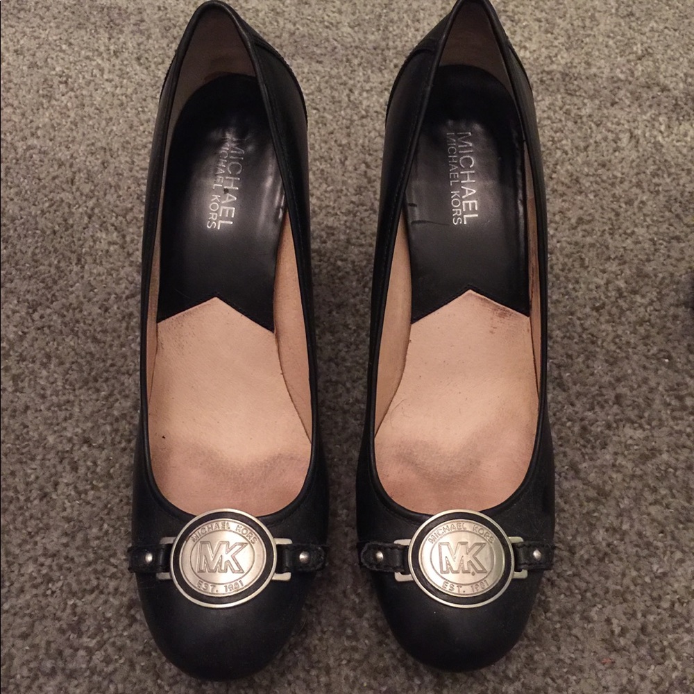 Michael Kors stacked platform heels.