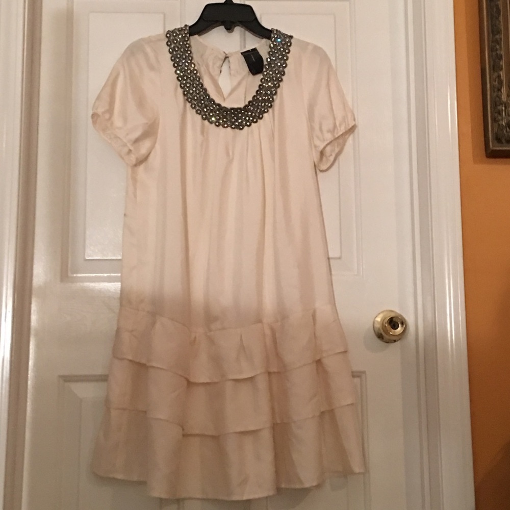 EMBELLISHED CREME SZ 10 DRESS NWOT