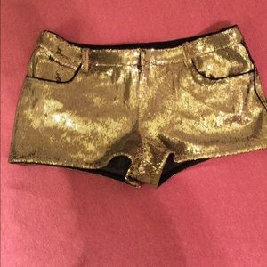 Juicy Couture gold sequined shorts