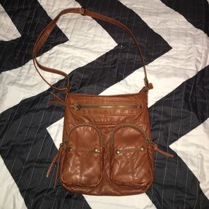 Brown Mossimo Crossbody Bag with 5 Zipper Pockets