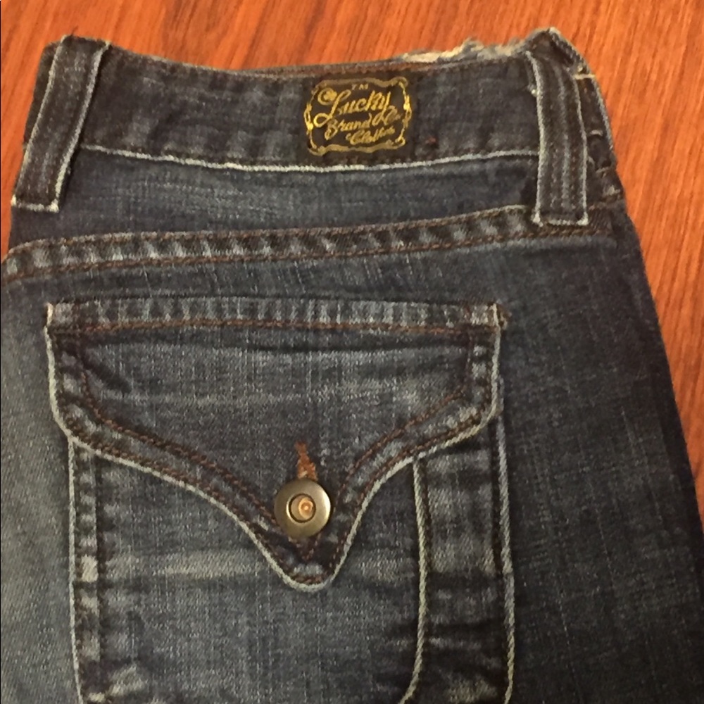 Y2K Vintage Lucky Brand Jeans Lauren Jeans Distressed Dark Denim Low Rise Boot