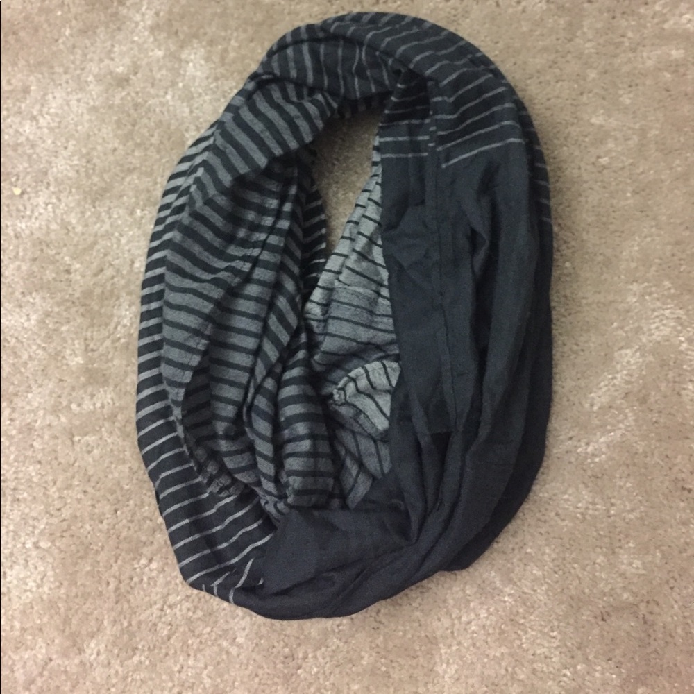 Black and grey striped infinity scarf