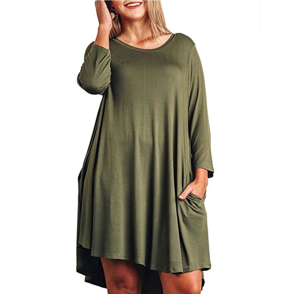 Plus Size Umgee T shirt Dress w side pockets - Picture 2 of 8