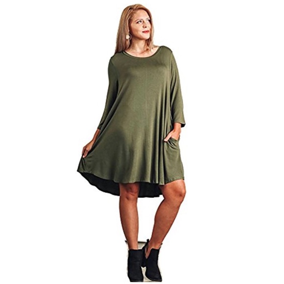Plus Size Umgee T shirt Dress w side pockets - Picture 3 of 8