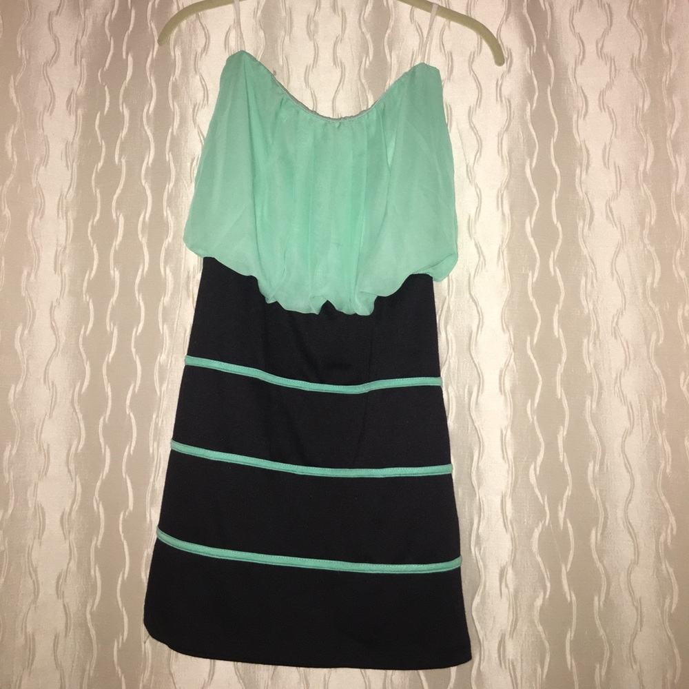 Windsor - Strapless Black and Mint Dress - Size: S