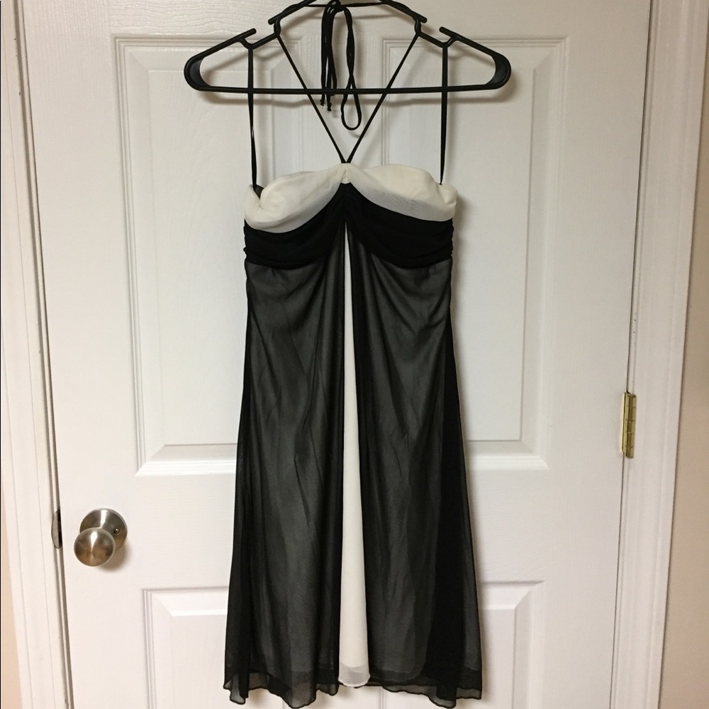 Taboo B&W semi formal middle halter dress