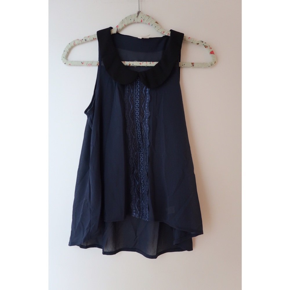 Navy Peter Pan Collar Top