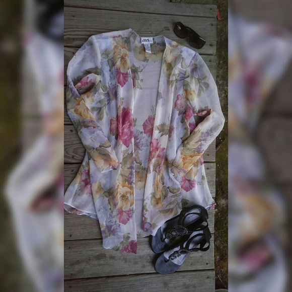 Sheer Floral Kimono Os - Picture 1 of 1
