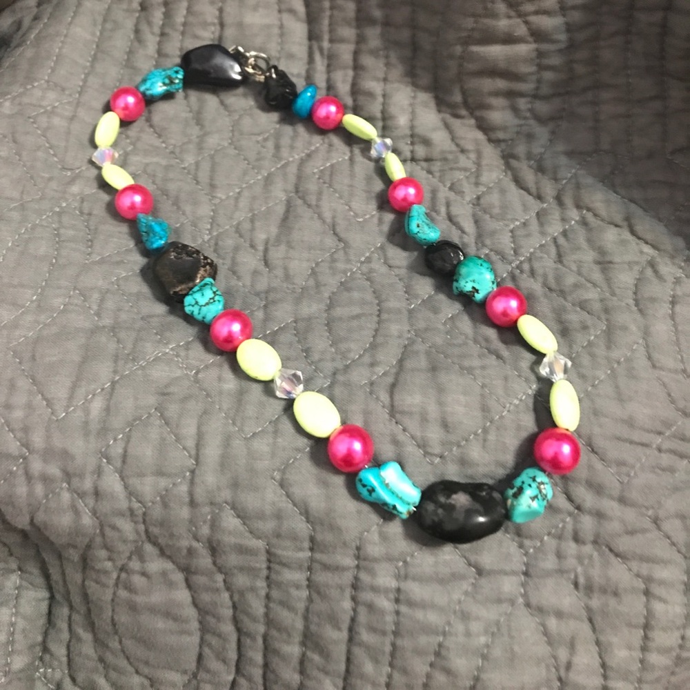 Multi colored rock stone necklace