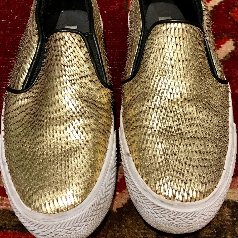 Gold Slip-On Sneakers PRICE LOWERED