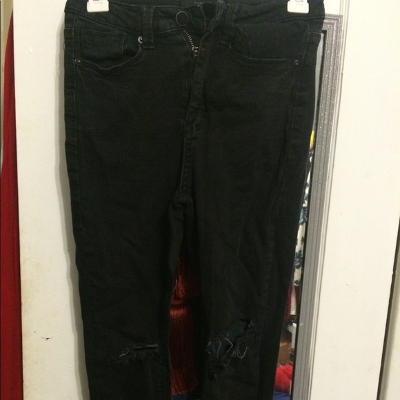 High-Waisted Distressed Jeans - Picture 1 of 5